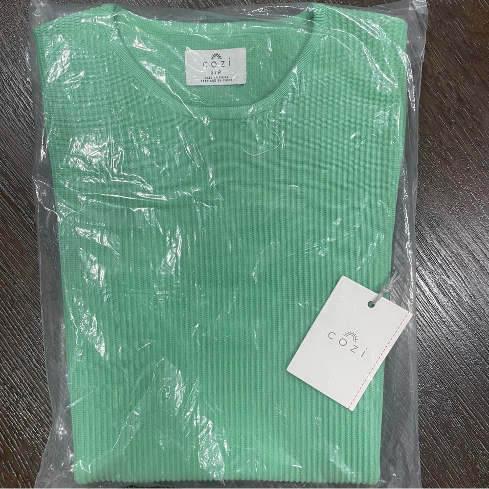 Cozi Green Ribbed Dress